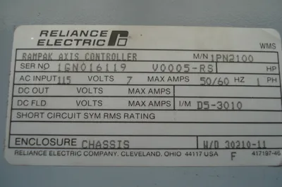 USED RELIANCE ELECTRIC RAMPAK AXIS CONTROLLER 1PN2100