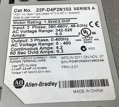 USED Allen-Bradley 22F-D4P2N103 / A PowerFlex