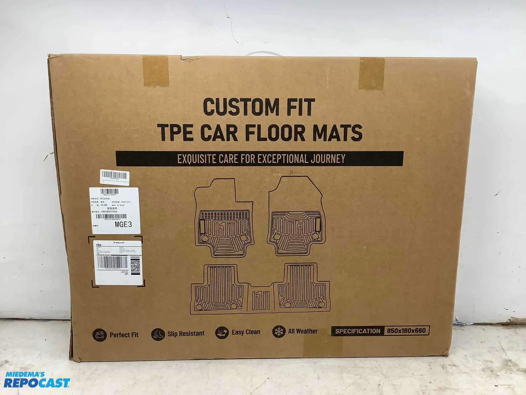 Custom fit TPE car floor mats (slip resistant, easy clean, all weather), black