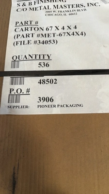 Large pallet of boxes size 67"x 4"x 4" Quantity approximately 536