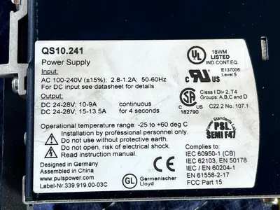 PULS DIMENSION QS10.241 DIN RAIL POWER SUPPLY