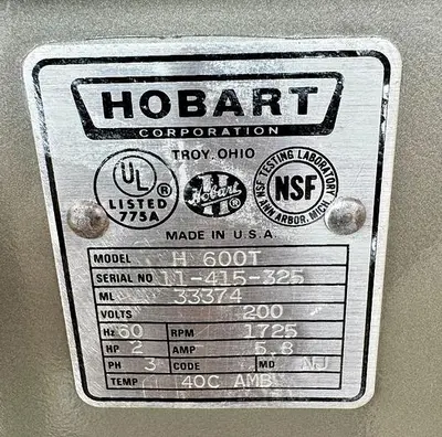 Used 2000 HOBART H600T Planetary Mixers Ohio US | Palm Beach Restaurant Equipment, LLC #1421289
