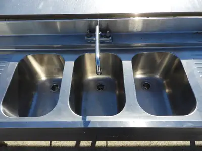 Used Eagle Used Eagle Under bar Stainless Steel Commercial 3 Compartment Sink - SS26 Sinks Illinois US | Falcon Restaurant Supply #1376455