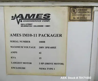 Used Ames MFG Bartelt IM10-11 Pouching Machine – Stand-Up Delta Bottom Zipper Bag Packaging System
