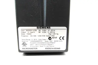 NEW SIEMENS 6SE9214-0DA40 DRIVE MICROMASTER MM150/3 6SE92140DA40