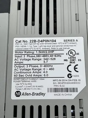 USED ALLEN-BRADLEY ALLEN-BRADLEY 22B-D4P0N104 SER A