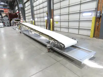 Anderson Dahlen 27"x 25' Portable Trough Belt Incline Conveyor Sanitary 480V 3PH