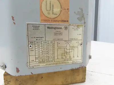 Westinghouse T-6E222 Stepdown Power Transformer 3 KVA 1Ph 240/480V LV 120/240V
