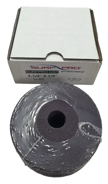 Surf-Pro 4-1/2" x 7/8" Resin Fiber Sanding Discs 60 Grit Premium Ceramic 25 Pack