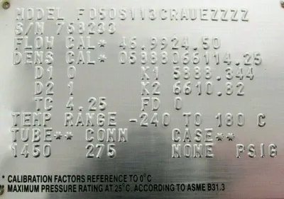 NEW MICRO MOTION F050S113CRAUEZZZZ FLOW AND DENSITY METER