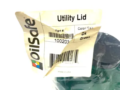 NEW OILSAFE UTILITY LID, DARK GREEN, 48MM OPENING