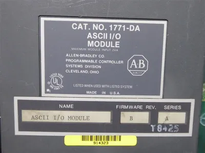 Allen Bradley 1771-DA/A PLC-5 ASCII I/O Module F/W Rev. B Used