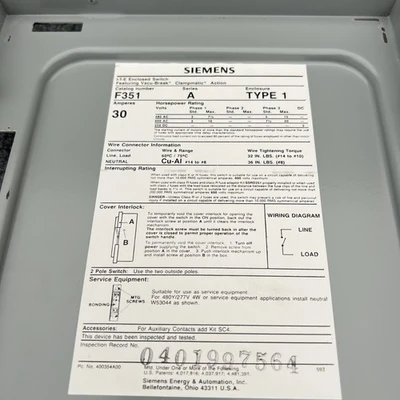 Used Siemens F351 Miscellaneous Equipment (Metalworking) California US | Davliegogo LLC #1710077