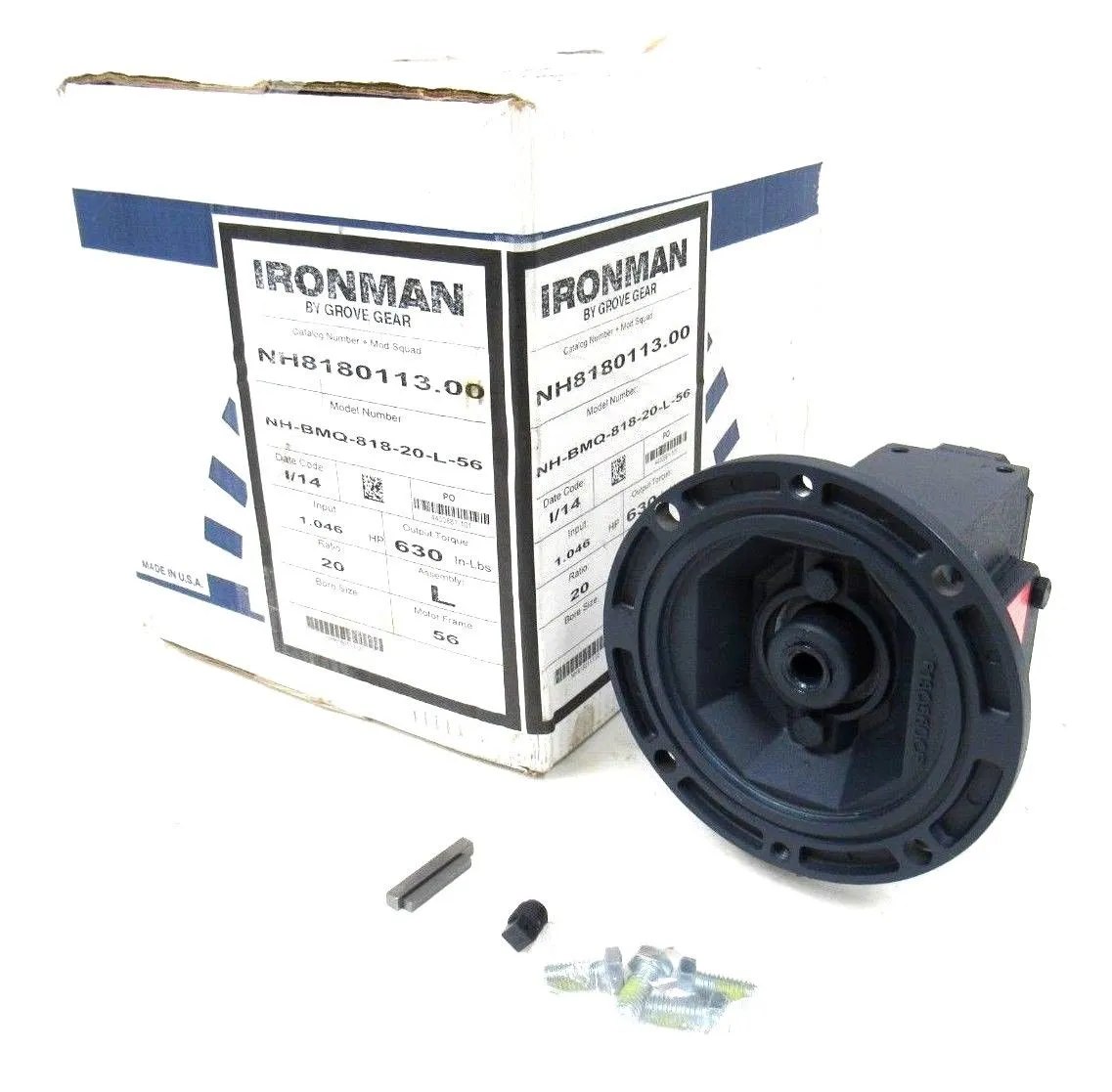 NEW GROVE GEAR NH8180113.00 GEAR REDUCER RATIO 20:1 NH-BMQ-818-20-L-56 NH8180113