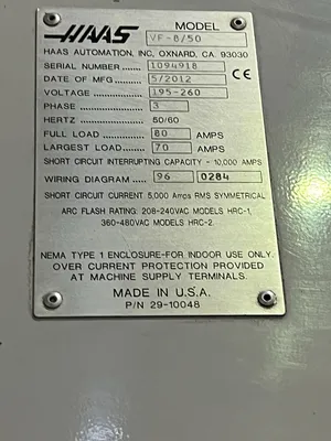 2012 HAAS VF-8/50 Machining Centers, Vertical | Star Equipment Co., Inc. (12)