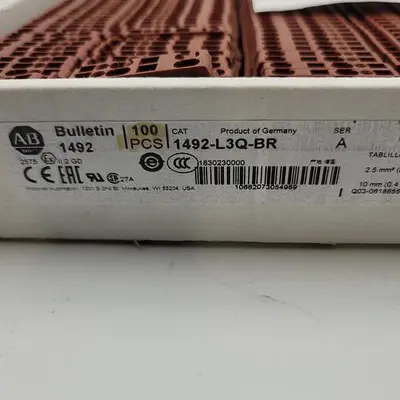New | in-Stock ALLEN-BRADLEY ALLEN BRADLEY 1492-L3Q-BR SER A PANEL TERMINAL BLOCK, 25A, 600V AC/DC - 1 NEW FULL BOX (100) Terminal Blocks | ND Industrial Surplus #1226519