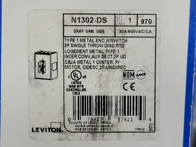 New | in-Stock LEVITON N1302 Switchgears British Columbia CA | Lenmark #243742