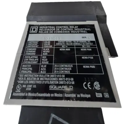 NEW SQUARE D 8501-X011 CONTROL RELAY 8501X0-40-XL SER. A 85011X011