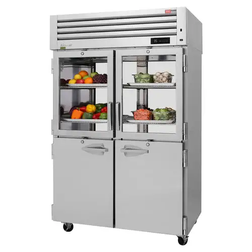 Turbo Air PRO-50R-GSH-PT-N 51 3/4" Two Section Pass Thru Refrigerator, (4) Solid Doors, (4) Glass Doors, Left/Right Hinge, 115v