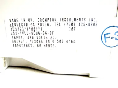 NEW CROMPTON INSTRUMENTS 253-TVLU TRANSDUCER 253-TVLU-SEHG-C6-DF