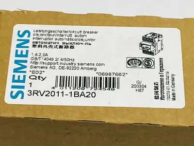 3RV2011-1BA20 | Siemens  SIRIUS Motor Protector Circuit Breaker 1.4-2.0A 600V - New Other