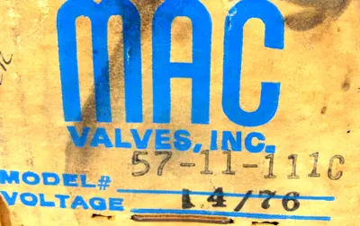 NEW MAC VALVES 57-11-111C SOLENOID VALVE 5711111C