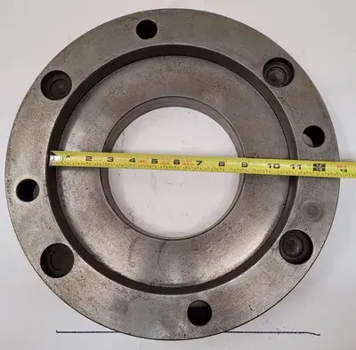 15" LATHE FACE PLATE - D1-8 MOUNT WITH 6-5/8" THROUGH HOLE