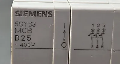 Siemens 5SY63 MCB D25 Circuit Breaker. 4C-19