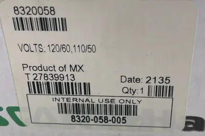 NEW ASCO 8320058 SOLENOID VALVE 120/60 110/50 VOLTS