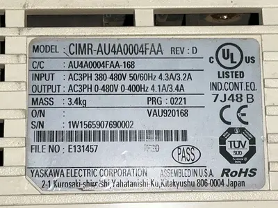 Used YASKAWA CIMRAU4A0004FAA Variable Speed Drives Ohio US | HGR 24 #1291836