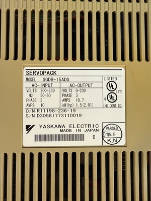 Yaskawa SGDB-15ADG Servo Drive ServoPak 3 Phase, 200/230V AC (8.3.6)