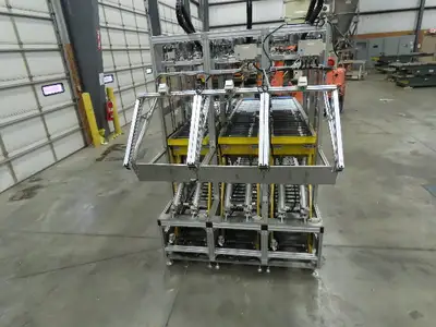 Basket Feeder Stacker 3-Row 14" Roller Conveyor Chain Drive Lift Stack System