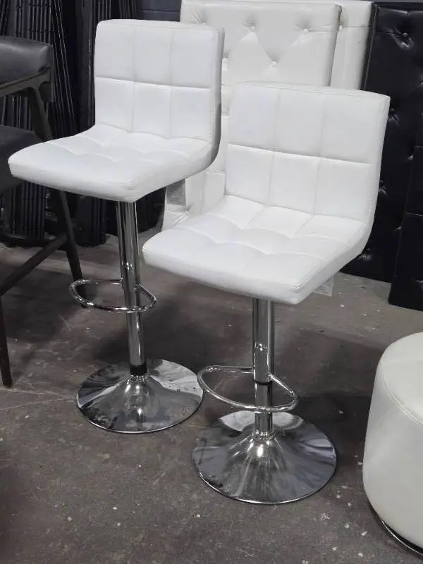 Lot of (2) 45" Faux Leather Swivel Bar Chairs | Adjustable