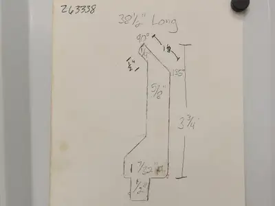 Press Brake Gooseneck Punch Die 38-1/2" Long 90° V 1/4" Finger 3-3/4" H