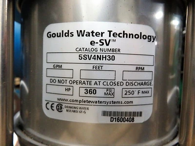 Goulds Water Technology e-SV pump 5SV4NH30, Unused