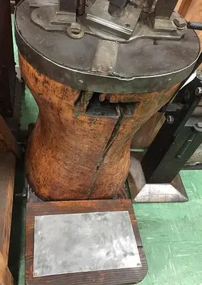 2644-385 Antique Rare Hand Operated Screw/Fly Press with Round Wood Base Circa 1880