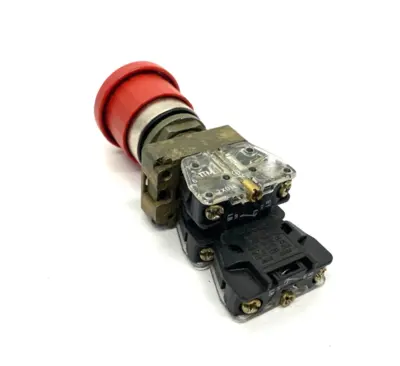 800E-A2L | Push/Pull Emergency Stop Pushbutton, Red Mushroom Head, Metal Collar 22mm - Used