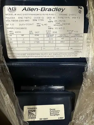 Allen Bradley 215TTFW4026CD 3 PHASE INVERTER DUTY AC INDUCTION MOTOR (7.5.3)
