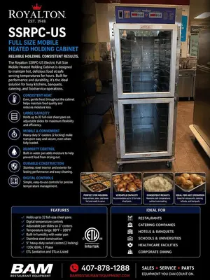 Royalton SSRPC-US Electric Full Size Mobile Heated Holding CabinetRoyalton SSRPC-US Electric Full Size Mobile Heated Holding Cabinet