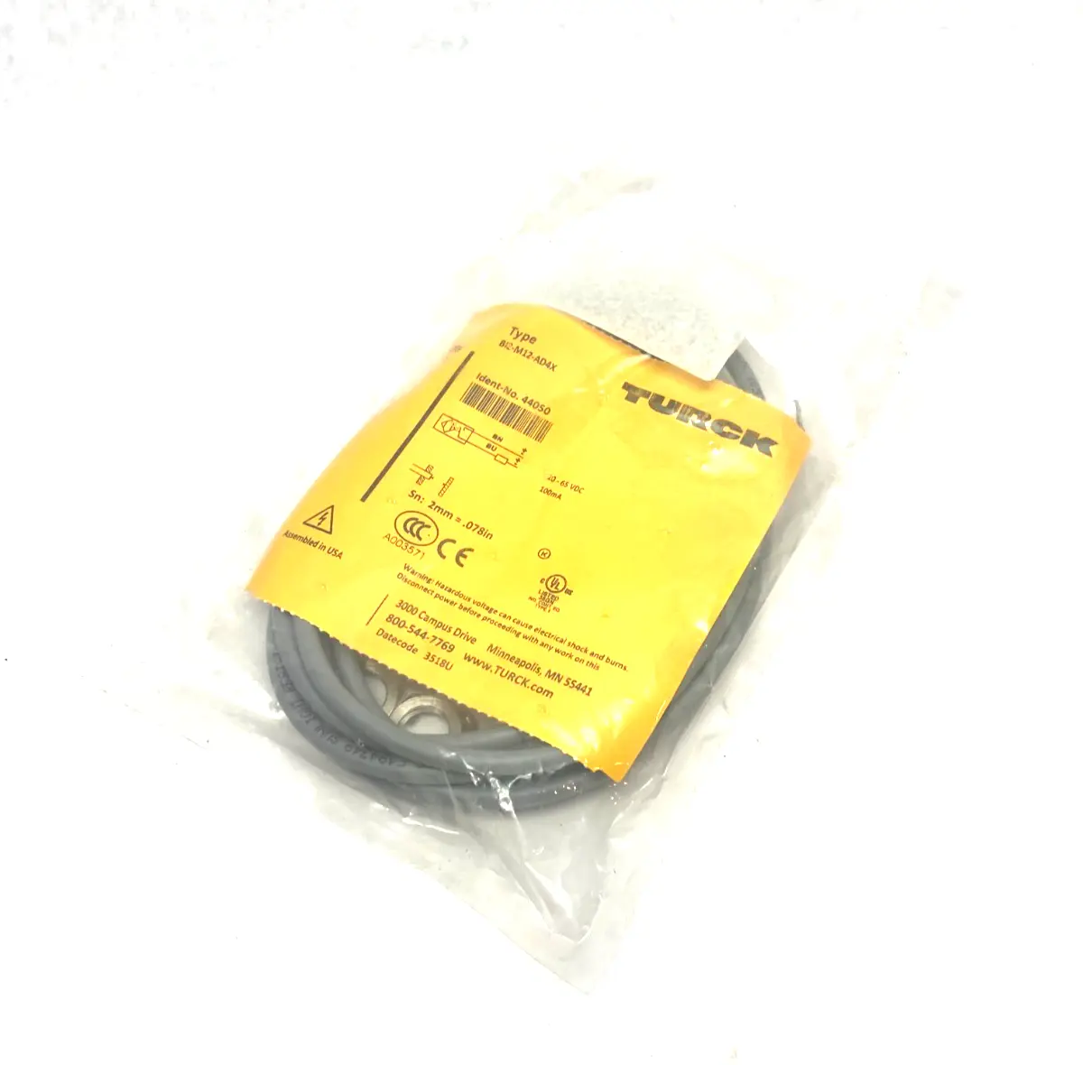 BI2-M12-AD4X, 44050 | Turck BI2-M12-AD4X Inductive Proximity Sensor 2mm Sn 44050 - New