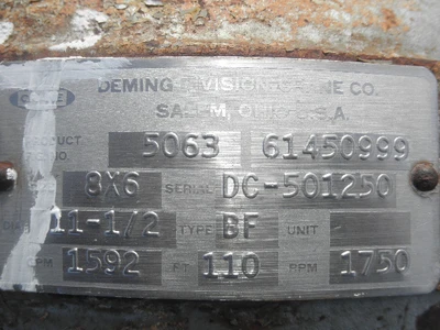 USED CRANE DEMING 6X8X12