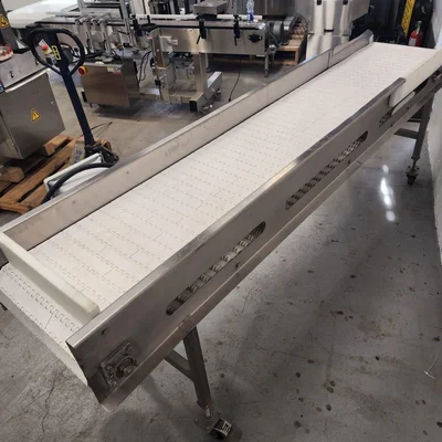 Sanitary Conveyor Table top Belt 20'' large by 108'' long by 34'' adjustable height  # 11251