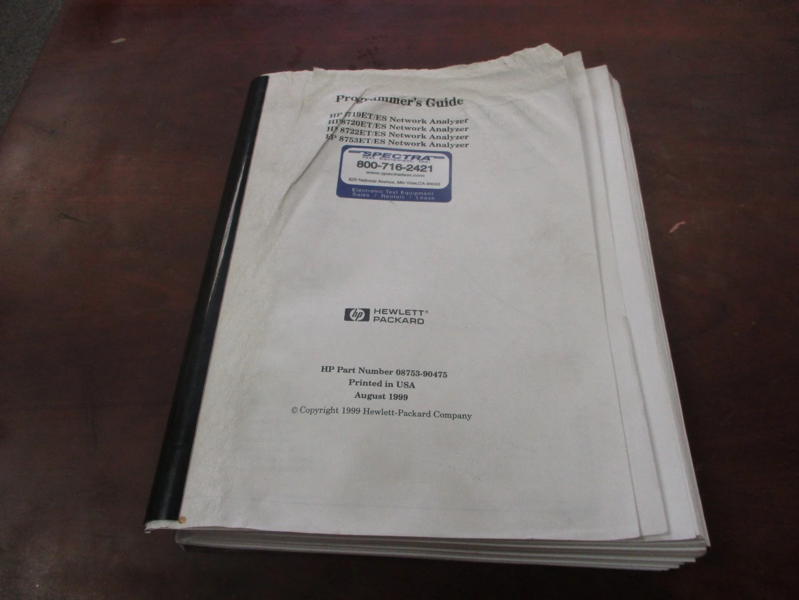 HP 08753-90475 Used Programmer's Guide