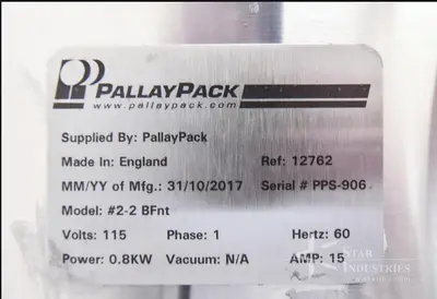 Used 2017 PALLAY PACK 2-2 BFNT Tablet/Capsule Counters | Star Industries #1253738