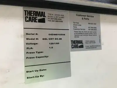 Thermal Care SQ2A0504 Chiller 460V 3PH R-22 30-70°F