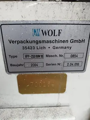 USED WOLF MASTERTECH MODEL VPP250KVM10 SQUARE BAG COFFEE POUCHER WOLF MASTERTECH MODEL VPP250KVM10 SQUARE BAG COFFEE POUCHER
