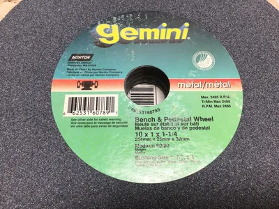Norton Gemini 66253160789 Bench & Pedestal Grinding Wheel Max 2485 RPM 60/80 Grit