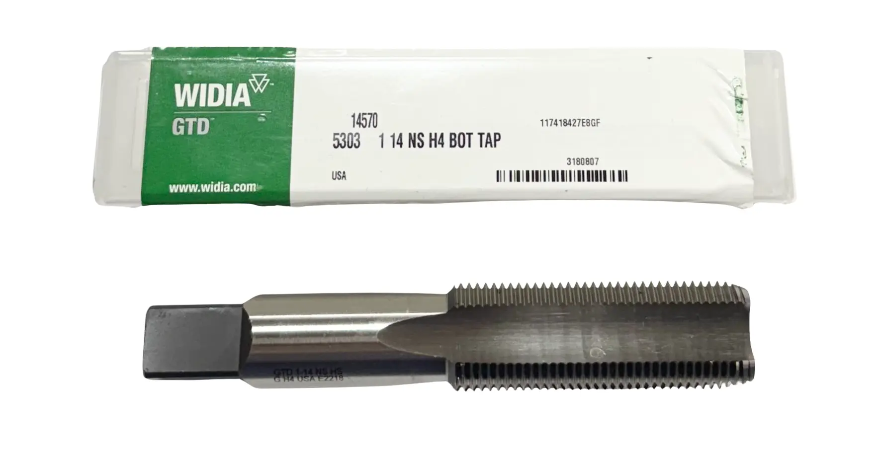 Widia 1"-14 HSS Straight Flute Bottoming Tap 4 Flute NS H4 USA Made