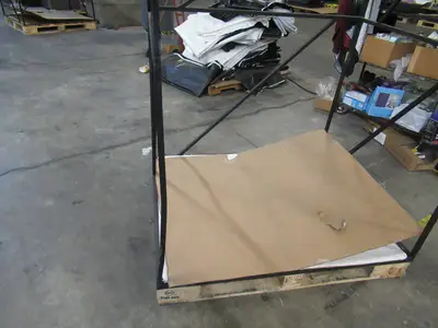 Welded Black Metal Frame Built to Fit Onto Pallets with Angled Roof - Perfect for Projects