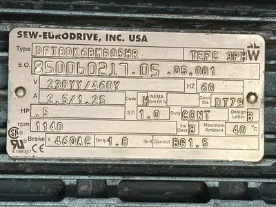 USED SEW-EURODRIVE DFT80K6BMG05HR